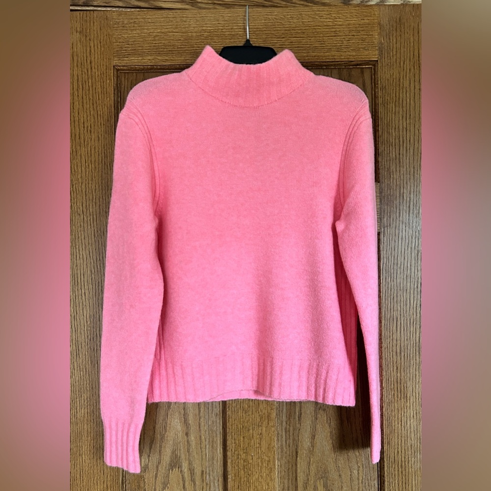 J. Crew Point Sur Mockneck Sweater Heather Peony/Pink J6336 Women's Size Medium